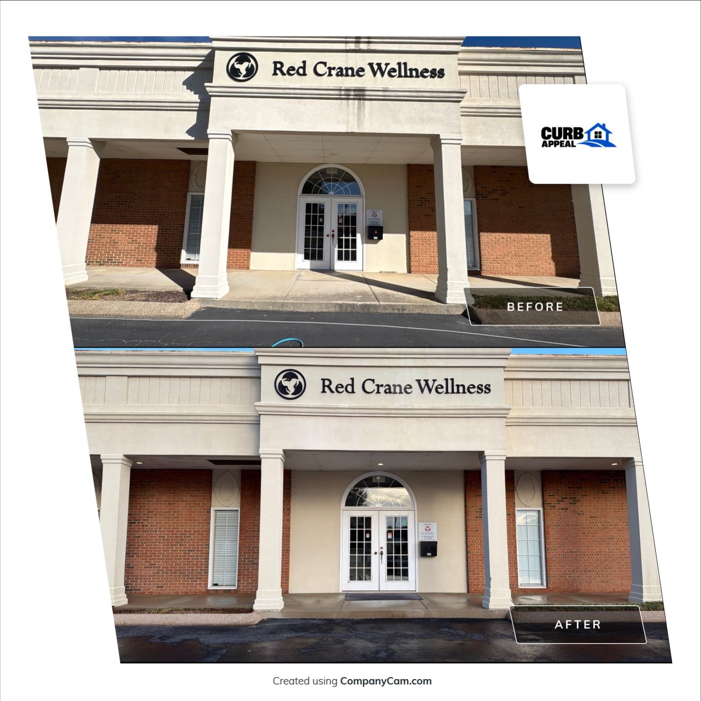 Commercial exterior cleaning: before and after cleaning