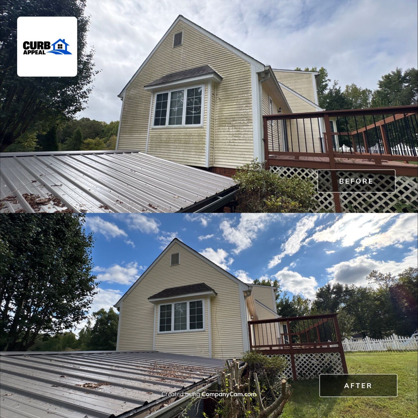 House soft washing: before and after cleaning