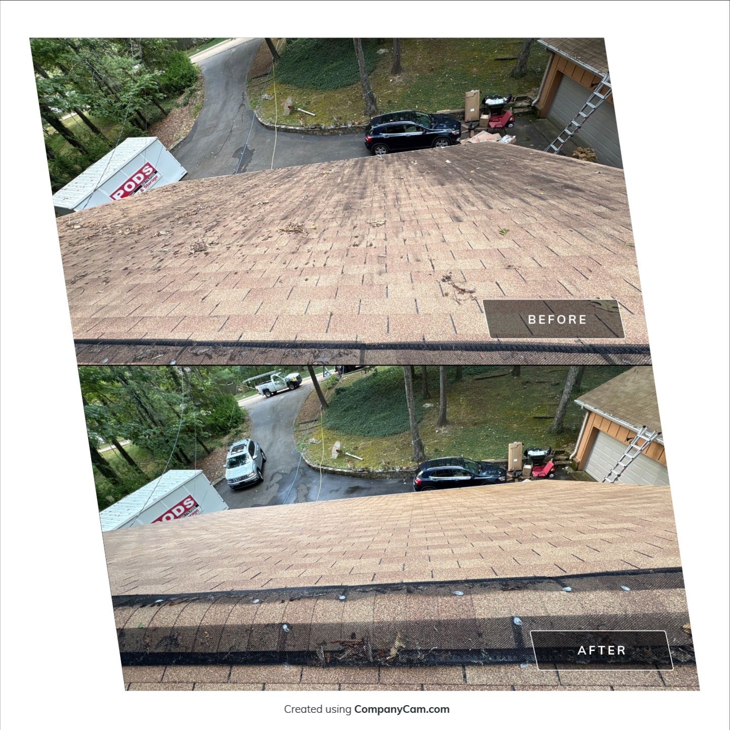 Roof cleaning: before and after cleaning